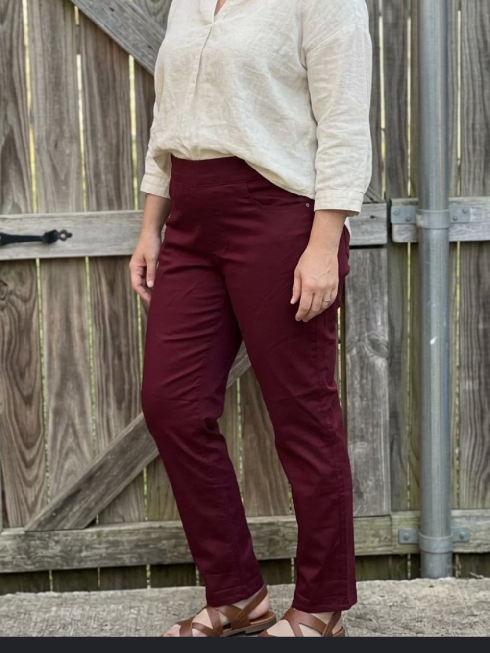 👗Croft & Barrow Slim Fit Pants in Burgundy - , Stretch Cotton Blend